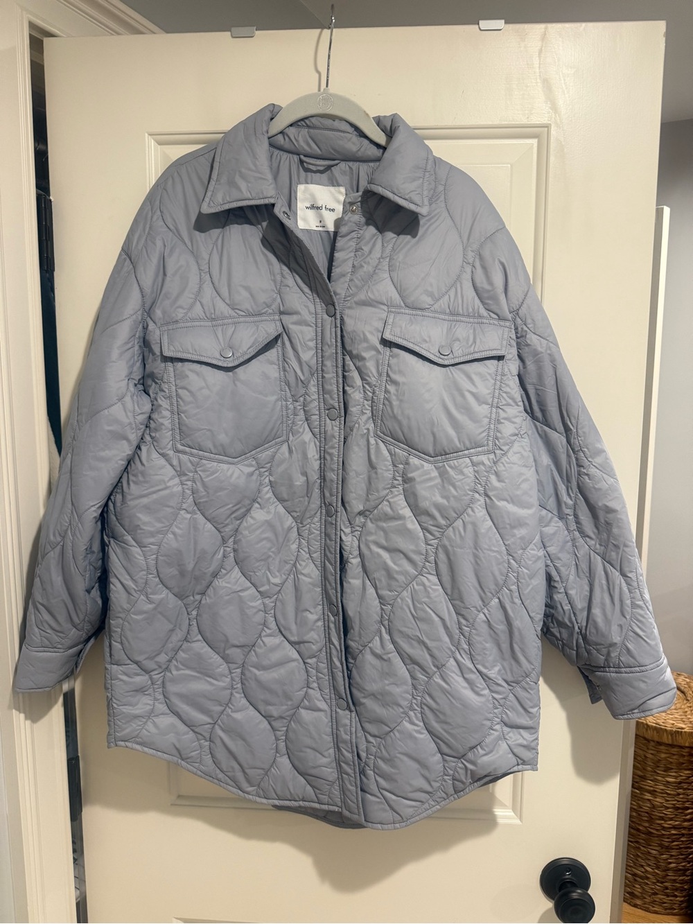Wilfred Light Gray Quilted Puffer Shacket